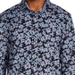 Camisa Masculina Tallia Slim Fit Performance Stretch Floral Manga Longa Preta Tamanho XX-G