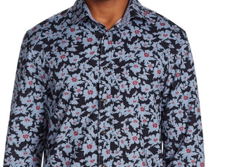 Camisa Masculina Tallia Slim Fit Performance Stretch Floral Manga Longa Preta Tamanho XX-G