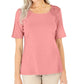 Blusa de crochê de algodão feminina Karen Scott, rosa, tamanho pequeno