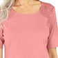 Blusa de crochê de algodão feminina Karen Scott, rosa, tamanho pequeno
