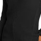 Camiseta feminina texturizada, lisa, manga comprida, gola V, preta, tamanho extragrande