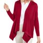 Cardigan feminino canelado com bainha de lenço JM Collection, vermelho, tamanho pequeno