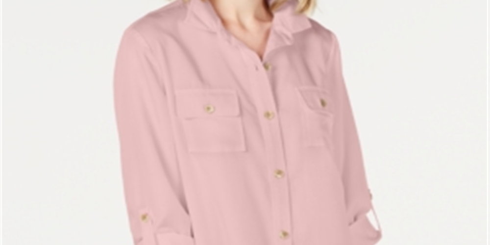 Túnica feminina Charter Club com botões, rosa, tamanho pequeno GG