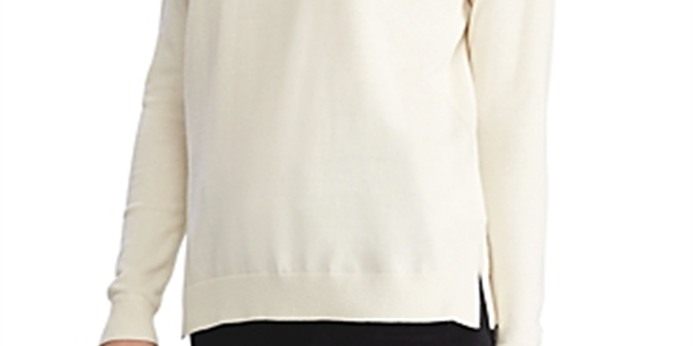 Suéter Ralph Lauren Feminino com Estampa de Logo e Gola Redonda, Manga Longa, Branco, Tamanho Grande