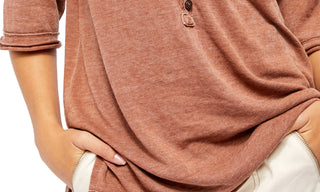 Camisa Morgan Henley Feminina Free People Marrom Tamanho P