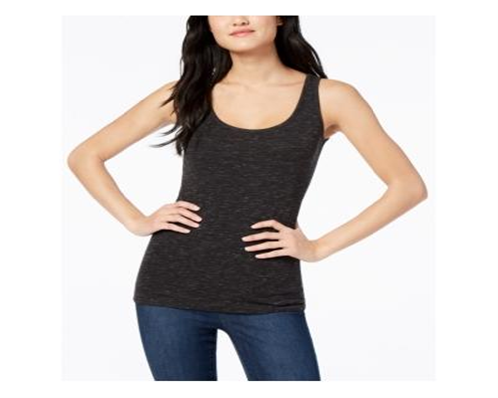 Blusa feminina Maison Jules com decote redondo e sem mangas, preta, tamanho XS