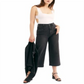 Calça jeans cropped feminina Free People com cadarço, preta, tamanho 31