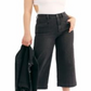 Calça jeans cropped feminina Free People com cadarço, preta, tamanho 31