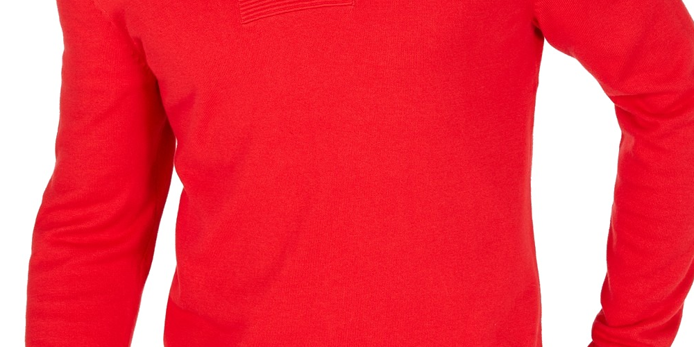 Suéter masculino Alfani com zíper e acabamento canelado, vermelho, tamanho pequeno