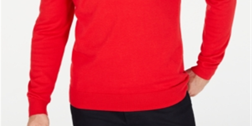 Suéter masculino Alfani com zíper e acabamento canelado, vermelho, tamanho pequeno