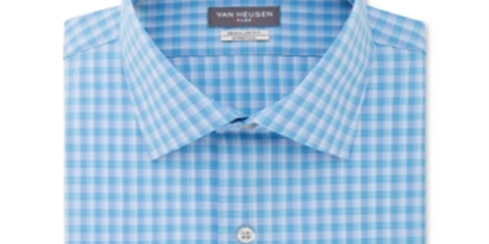 Camisa social masculina Van Heusen de ajuste regular, azul, tamanho 16
