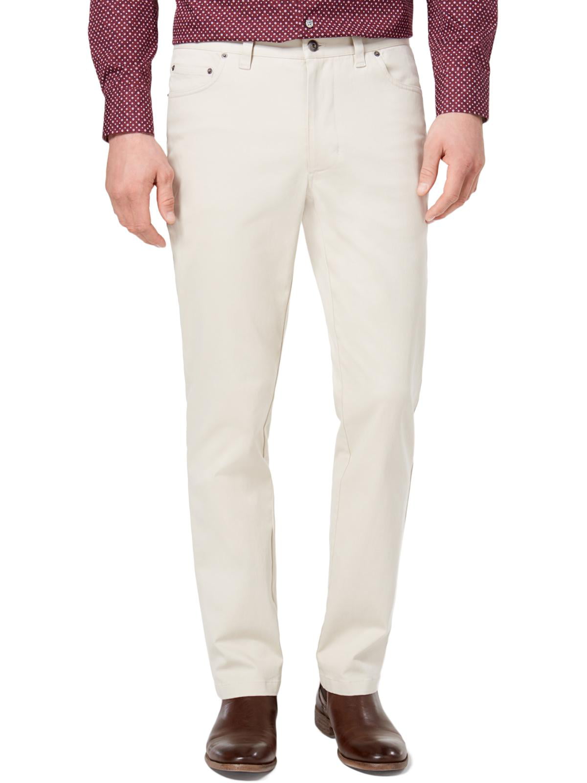 Calça Chino Casual Masculina Tasso Elba Cosimo Classic Fit Marrom Tamanho 34X32
