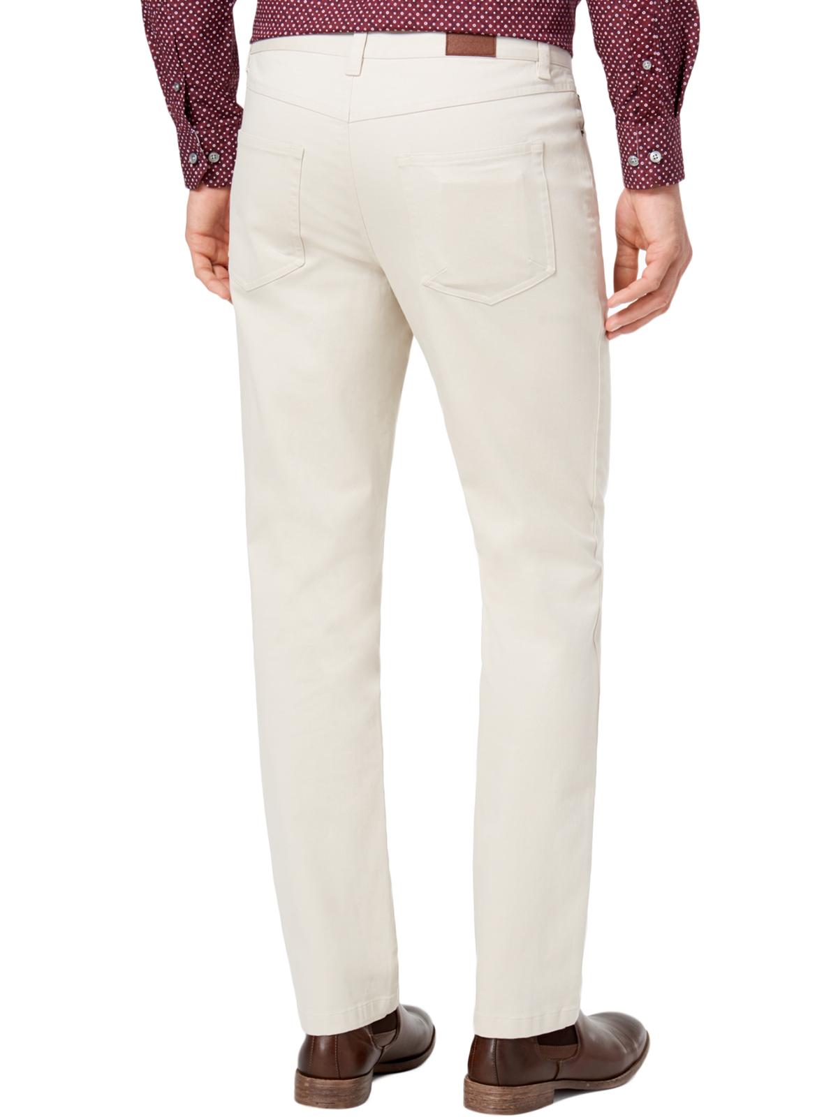 Calça Chino Casual Masculina Tasso Elba Cosimo Classic Fit Marrom Tamanho 34X32