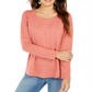 Blusa feminina de manga comprida e gola redonda, estilo &amp; co, laranja, tamanho extrapequeno