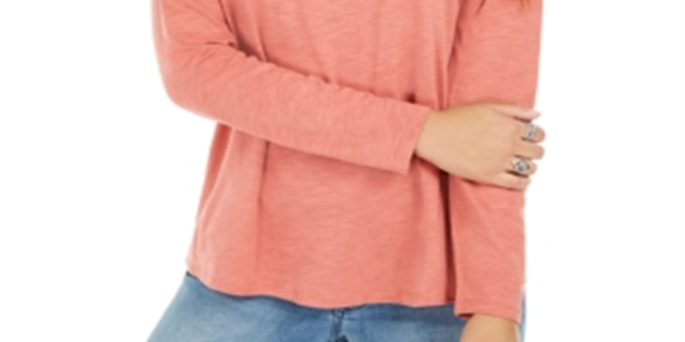 Blusa feminina de manga comprida e gola redonda, estilo &amp; co, laranja, tamanho extrapequeno