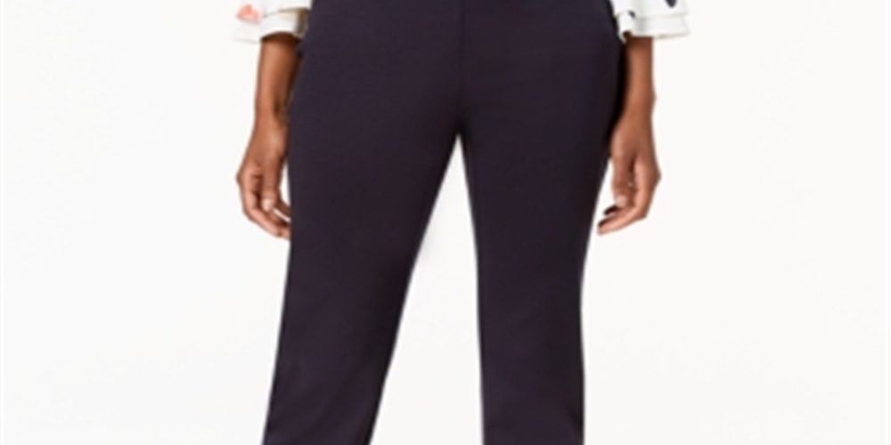 Calça feminina Charter Club Pull-on Ponte Knit Azul Tamanho 8 Petite