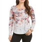 Blusa feminina com estampa floral estilo &amp; co, cinza, floral, tamanho P