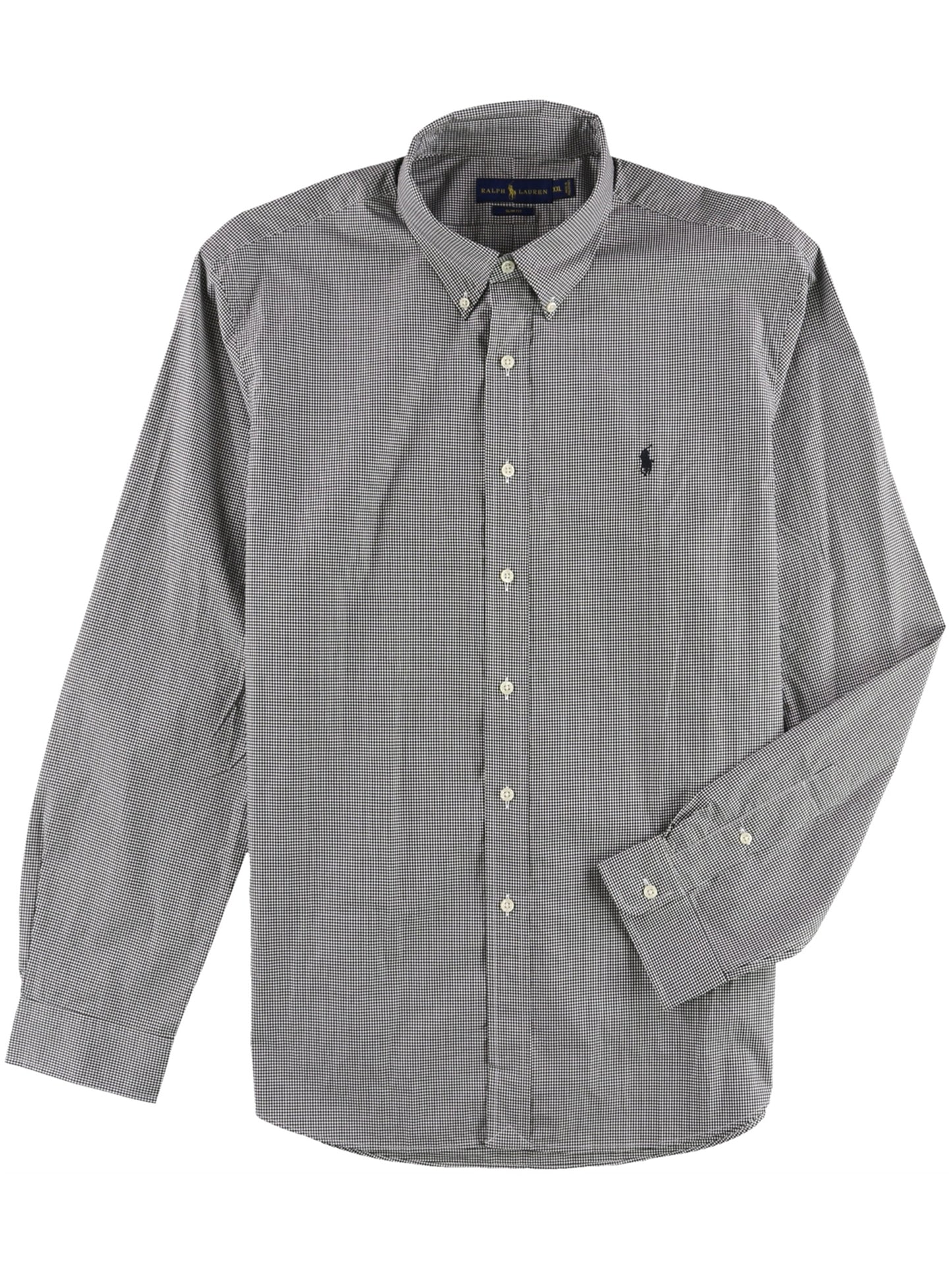 Camisa xadrez masculina Ralph Lauren com botões, preta, tamanho XXL