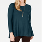 Suéter plissado alto e baixo feminino Style &amp; Co, verde, tamanho pequeno