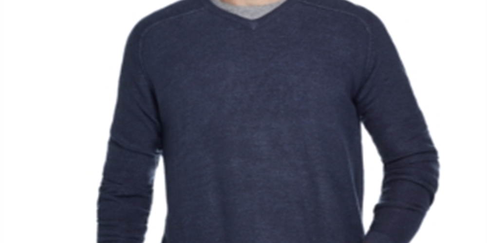 Suéter masculino vintage à prova de intempéries com decote em V e toque suave, azul, tamanho GG