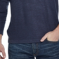 Suéter masculino vintage à prova de intempéries com decote em V e toque suave, azul, tamanho GG