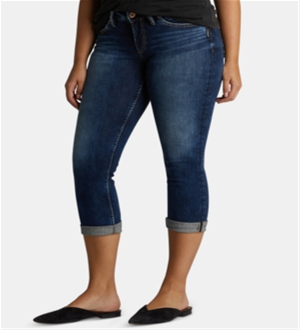 Calça jeans capri feminina Suki Rolled da Silver Jeans Co, azul, tamanho 33