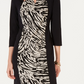 Vestido tubinho triplo com decote em V feminino JM Collection, bege, tamanho X-Large