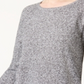 Camiseta feminina Karen Scott com gola redonda e manga comprida mesclada, tamanho pequeno, cinza