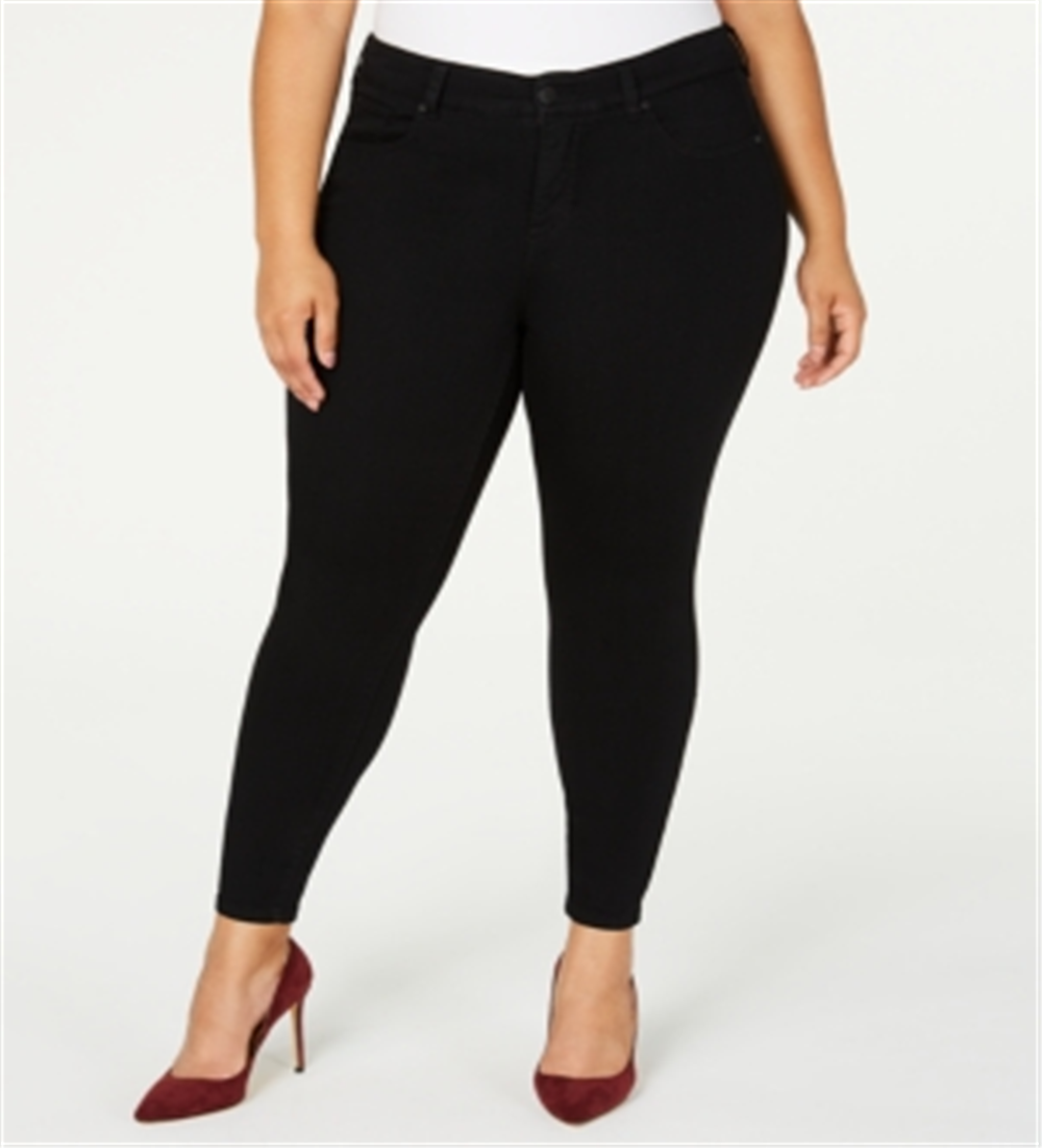 Calça jeans skinny plus size feminina rosa celebridade, cintura média, preta, tamanho 27