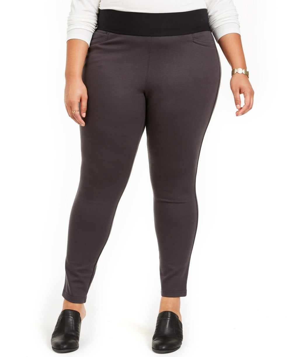 Leggings femininas de malha ponte com cós largo estilo &amp; co, cinza, tamanho 24W