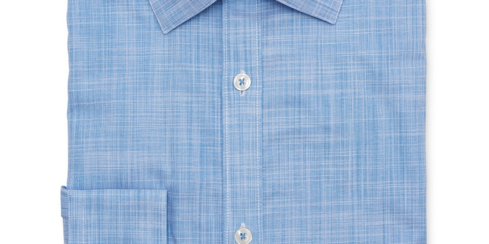 Camisa social masculina Ryan Seacrest Distinction Slim Fit de algodão, azul, tamanho 17,5 x 32-33