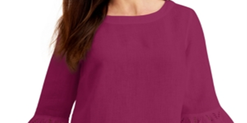 Blusa feminina Charter Club com manga sino e ilhós, rosa, tamanho extragrande