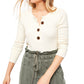 Camisa Oliver Henley Feminina Manga Longa Com Botões Suéter Branco Tamanho P