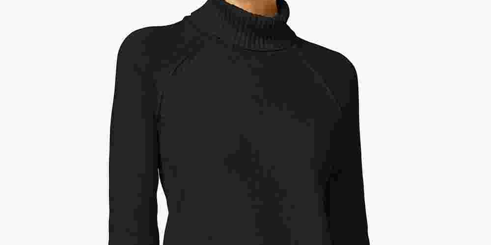 Karen Scott Suéter Feminino Texturizado Sólido Manga Longa Gola Alta Preto Tamanho P
