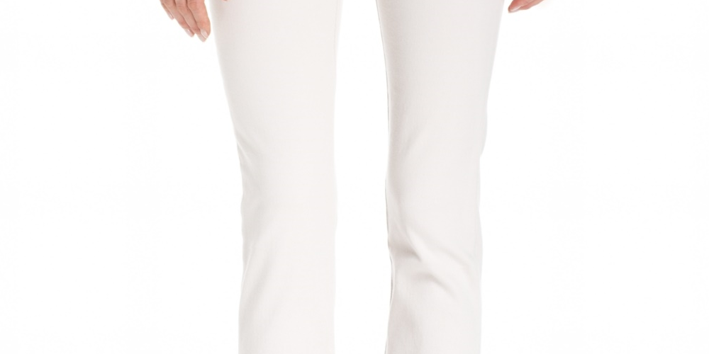 Calça jeans feminina Charter Club Lexington Tummy Control com perna reta, bege, tamanho 4
