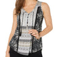Blusa feminina estampada mista Style &amp; Co preta, vários tamanhos PP