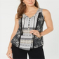 Blusa feminina estampada mista Style &amp; Co preta, vários tamanhos PP