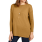 Suéter túnica feminino com costura frontal estilo &amp; co mostarda tamanho pequeno G