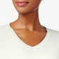 Karen Scott Suéter Feminino Texturizado Riscas de Giz Manga Longa Gola V Branco Tamanho Pequeno GG