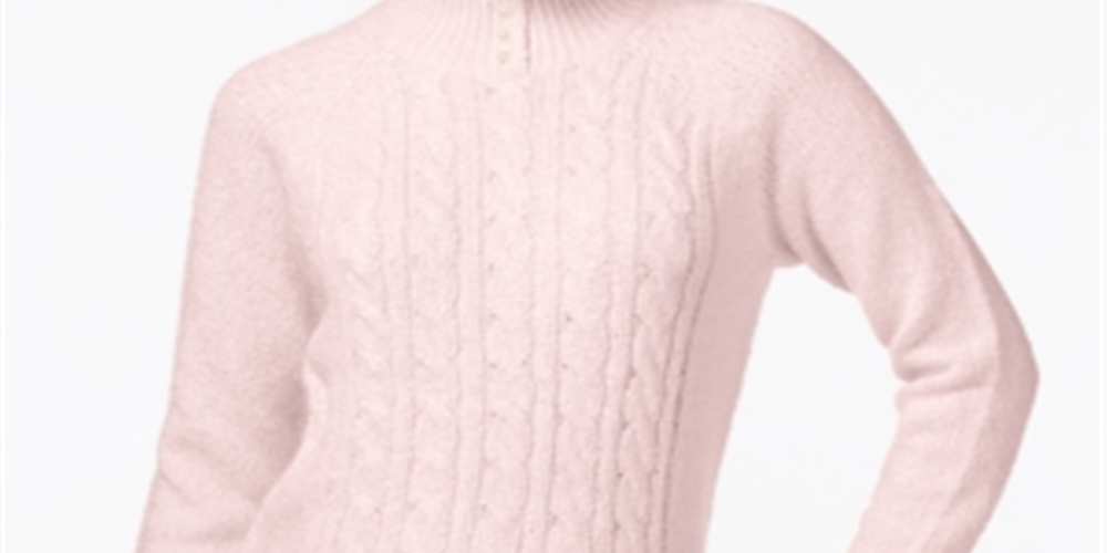 Karen Scott Suéter Feminino de Tricô com Cabo Rosa Tamanho Pequeno Grande
