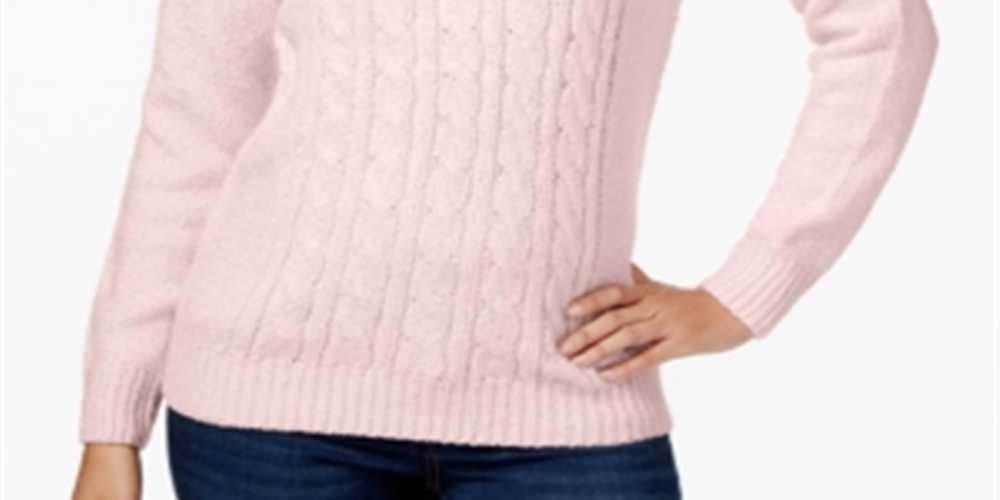 Karen Scott Suéter Feminino de Tricô com Cabo Rosa Tamanho Pequeno Grande