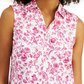 Camisa sem mangas com estampa Toile para mulheres Charter Club, combinação formal rosa, tamanho 14