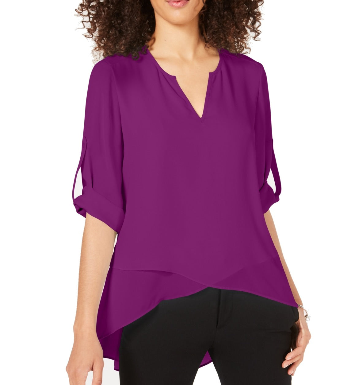 Top Alfani Feminino Alto Baixo Cruzado Fichsia Tamanho P