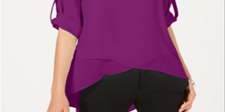 Top Alfani Feminino Alto Baixo Cruzado Fichsia Tamanho P