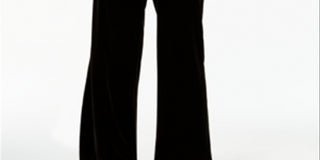 Calça feminina Alfani de veludo com perna larga, preta, tamanho pequeno P