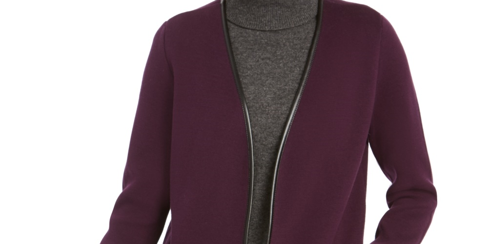 Cardigan feminino Charter Club Milano de algodão com frente aberta, roxo, tamanho extrapequeno