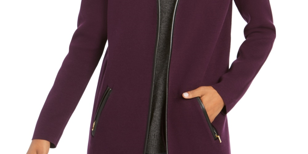 Cardigan feminino Charter Club Milano de algodão com frente aberta, roxo, tamanho extrapequeno