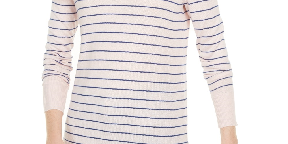 Suéter feminino listrado skinny Maison Jules, rosa, tamanho pequeno