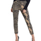 Calça jeans skinny Guess Samara com estampa de cobra bege, tamanho 24, feminina