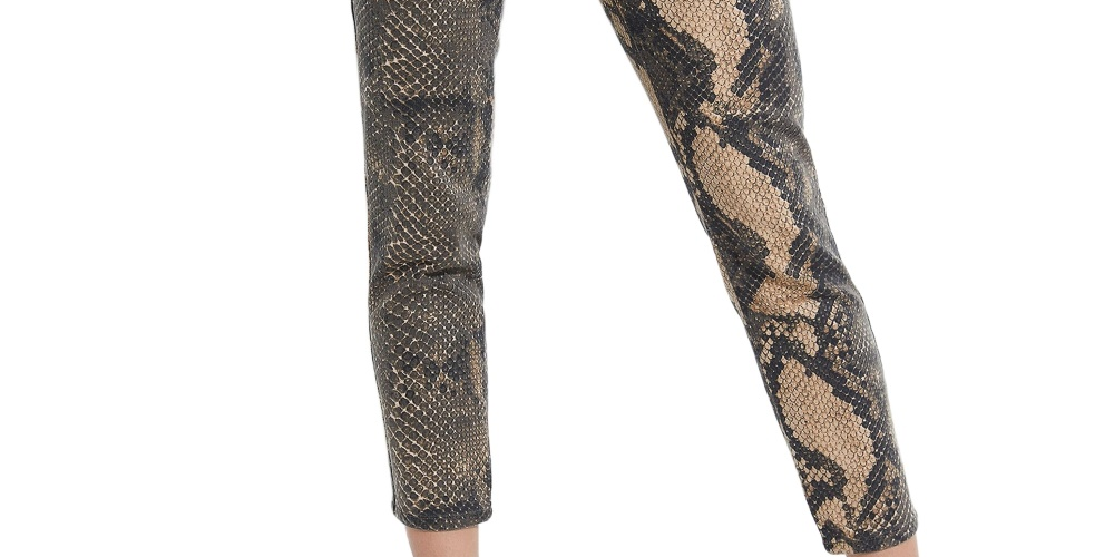 Calça jeans skinny Guess Samara com estampa de cobra bege, tamanho 24, feminina